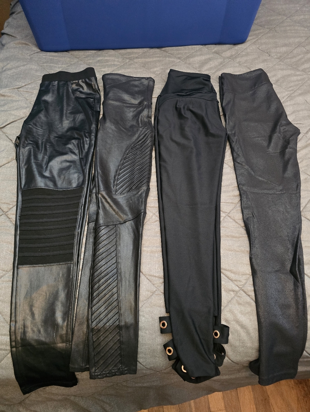 Women's Black Faux-Leather & Stretch Moto Leggings Bundle